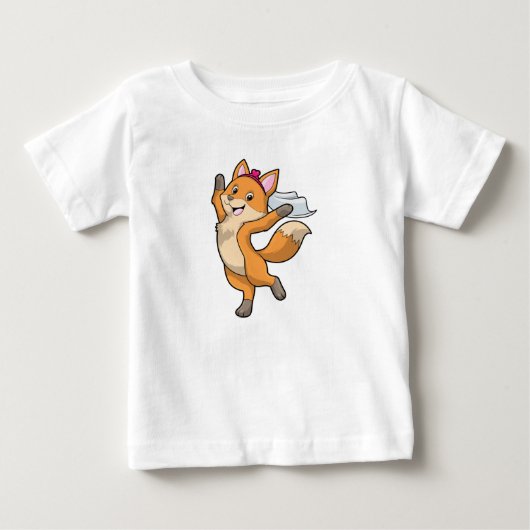 狐の花嫁　ヴェールとハート付き ベビーTシャツ (正面)