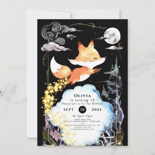 狐の誕生日　森のファンタジー 招待状 (正面)