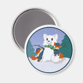 狐の雪の日の磁石 マグネット (正面/裏面)