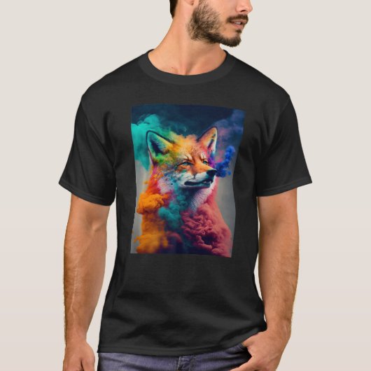 狐の霊獣カラーエクスプロージョン Tシャツ (正面)