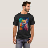 狐の霊獣カラーエクスプロージョン Tシャツ (正面フル)
