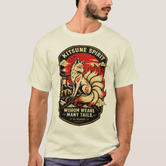 狐の霊 - 日本のキツネ妖怪 ビンテージ神話 Tシャツ