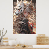 狐の静か願 | キツネ日本の侍 ポスター (キッチン)