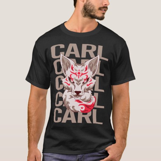 狐の頭 - カール名 Tシャツ (正面)