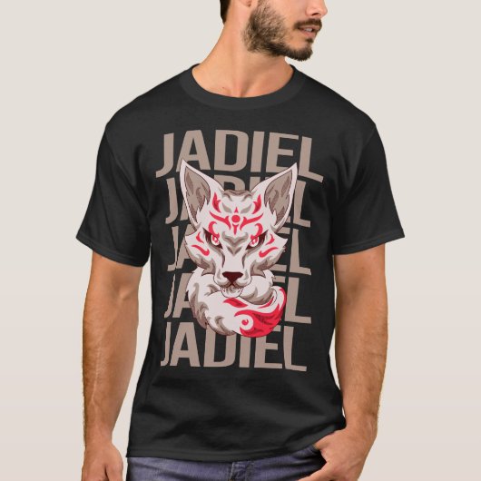 狐の顔 - Jadiel 名前 Tシャツ (正面)