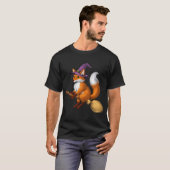 狐の魔女の箒乗り Tシャツ (正面フル)