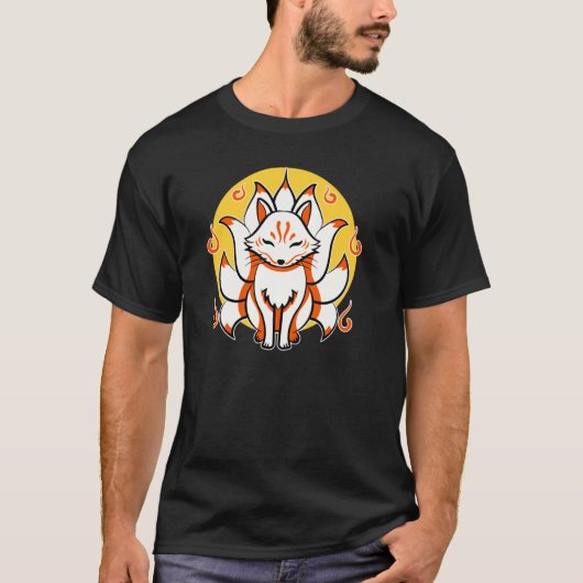 狐上日本の稲荷キツネプロテクターテンペルS Tシャツ (正面)