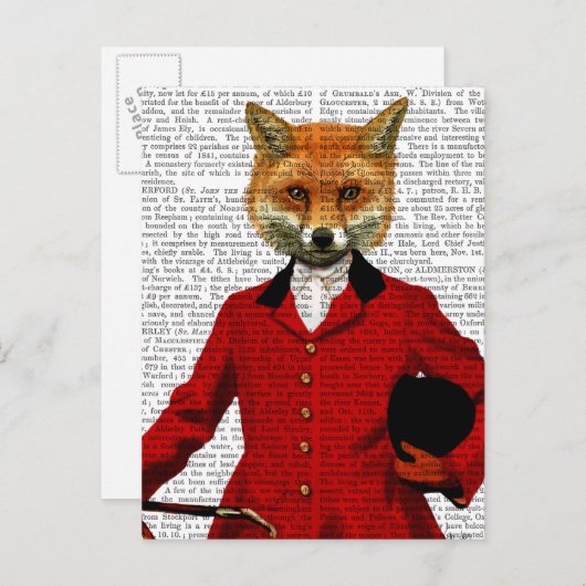 狐狩りをする人2のポートレート ポストカード (正面/裏面)