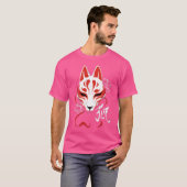 狐面伝統的白日本の霊キツネ Tシャツ (正面フル)