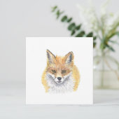 狐 - 水彩画 カード (スタンド正面)