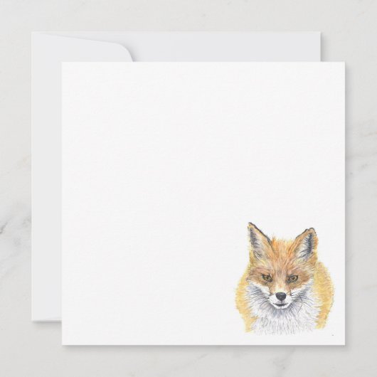 狐 - 水彩画 カード (裏面)