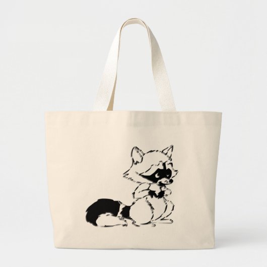 狡猾なアライグマ ラージトートバッグ (正面)
