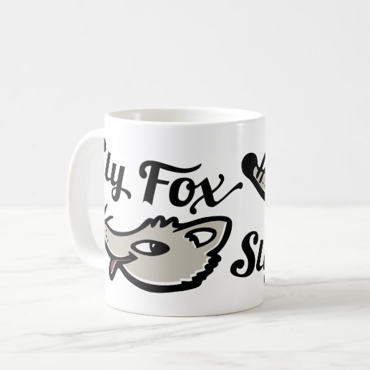 狡猾なキツネのグラフィックかわいい顔マグカップ コーヒーマグカップ (正面左)