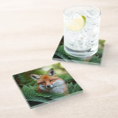 「狡猾な影のキツネ」 ガラスコースター (アングル)