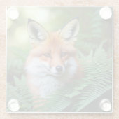 「狡猾な影のキツネ」 ガラスコースター (裏面)