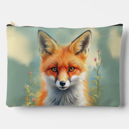 狡猾な赤狐の目つき アクセサリーポーチ (正面)