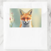 狡猾な赤狐の目つき 長方形シール (バッグ)