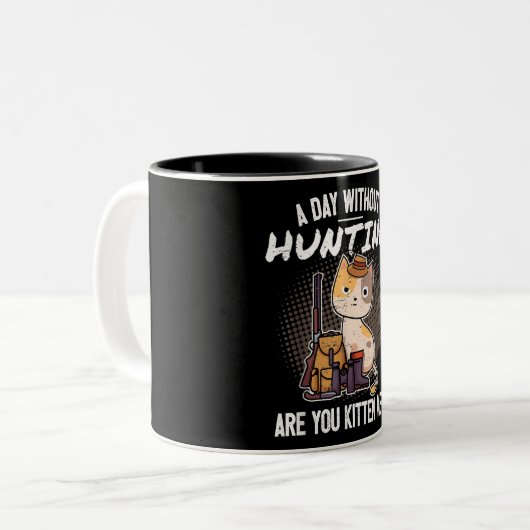 狩りおもしろいは好きな人を引っ張って来る ツートーンマグカップ (正面左)