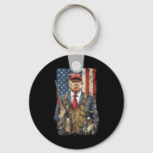 狩りおもしろいダックトランプ迷彩柄狩りハロー キーホルダー