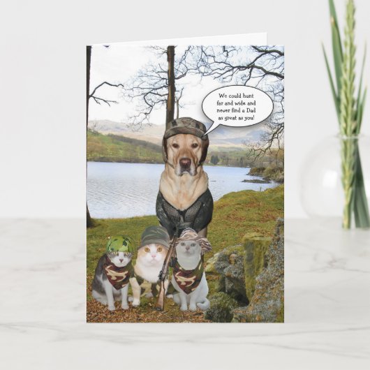 狩りおもしろい犬/研究所の父の日のカード カード (正面)