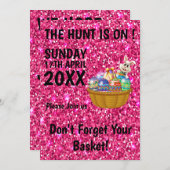 狩りがオン、イースター卵狩り、ギフトおもしろい 招待状 (正面/裏面)