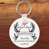 「狩りが終了」キーパーソナライズされた・リング結婚式の引き出物 キーホルダー (正面)