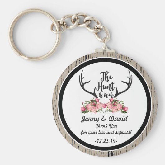 「狩りが終了」キーパーソナライズされた・リング結婚式の引き出物 キーホルダー (正面)