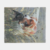 狩りとエパニュルブレトン フリースブランケット (正面(横))