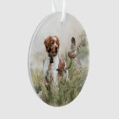 狩りとブルターニュ犬アート オーナメント (正面)