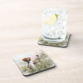 狩りとブルターニュ犬アート コースター (右側)