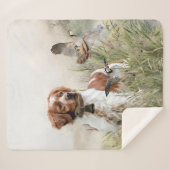 狩りとブルターニュ犬アート シェルパブランケット (正面(横))