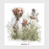 狩りとブルターニュ犬アート シール (シート)
