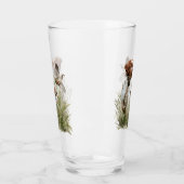 狩りとブルターニュ犬アート タンブラーグラス (左)