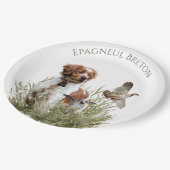 狩りとブルターニュ犬アート ペーパープレート (アングル)