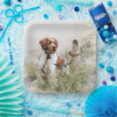 狩りとブルターニュ犬アート ペーパープレート (パーティー)