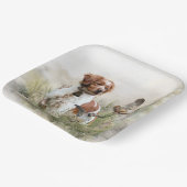 狩りとブルターニュ犬アート ペーパープレート (傾斜あり)