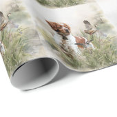 狩りとブルターニュ犬アート ラッピングペーパー (ロールコーナー)