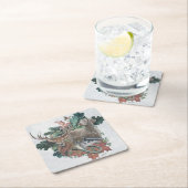 狩りとワイマラン「グレー幽霊」 スクエアペーパーコースター (インサイチュ)