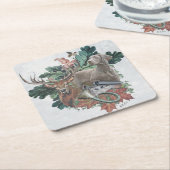 狩りとワイマラン「グレー幽霊」 スクエアペーパーコースター (アングル)