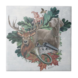 狩りとワイマラン「グレー幽霊」 タイル