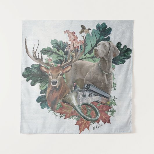 狩りとワイマラン「グレー幽霊」 タペストリー (正面)