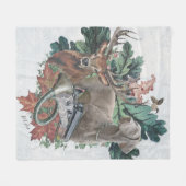 狩りとワイマラン「グレー幽霊」 フリースブランケット (正面(横))