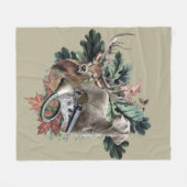 狩りとワイマラン「グレー幽霊」 フリースブランケット (正面(横))