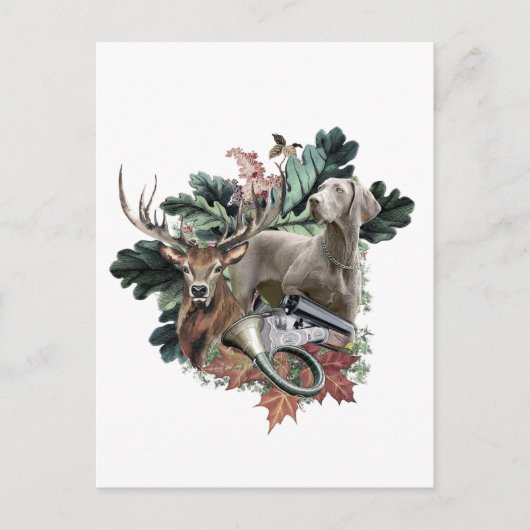 狩りとワイマラン「グレー幽霊」 ポストカード (正面)