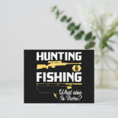 狩りと魚釣り他に何がある – フィッシュおもしろい ポストカード (スタンド正面)
