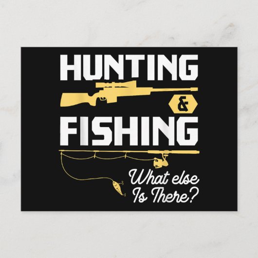 狩りと魚釣り他に何がある – フィッシュおもしろい ポストカード (正面)