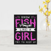 狩りと魚釣り私は女の子のように魚を知っている カード (黄色い花)