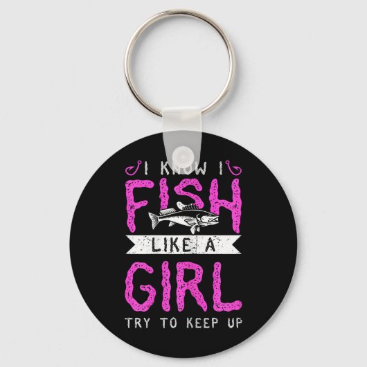 狩りと魚釣り私は女の子のように魚を知っている キーホルダー (正面)