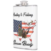 狩りと魚釣りTシャツトラックの帽子ボタンテープ フラスク (左)
