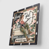 狩りのようなガールボウ スクエア壁時計 (傾斜)